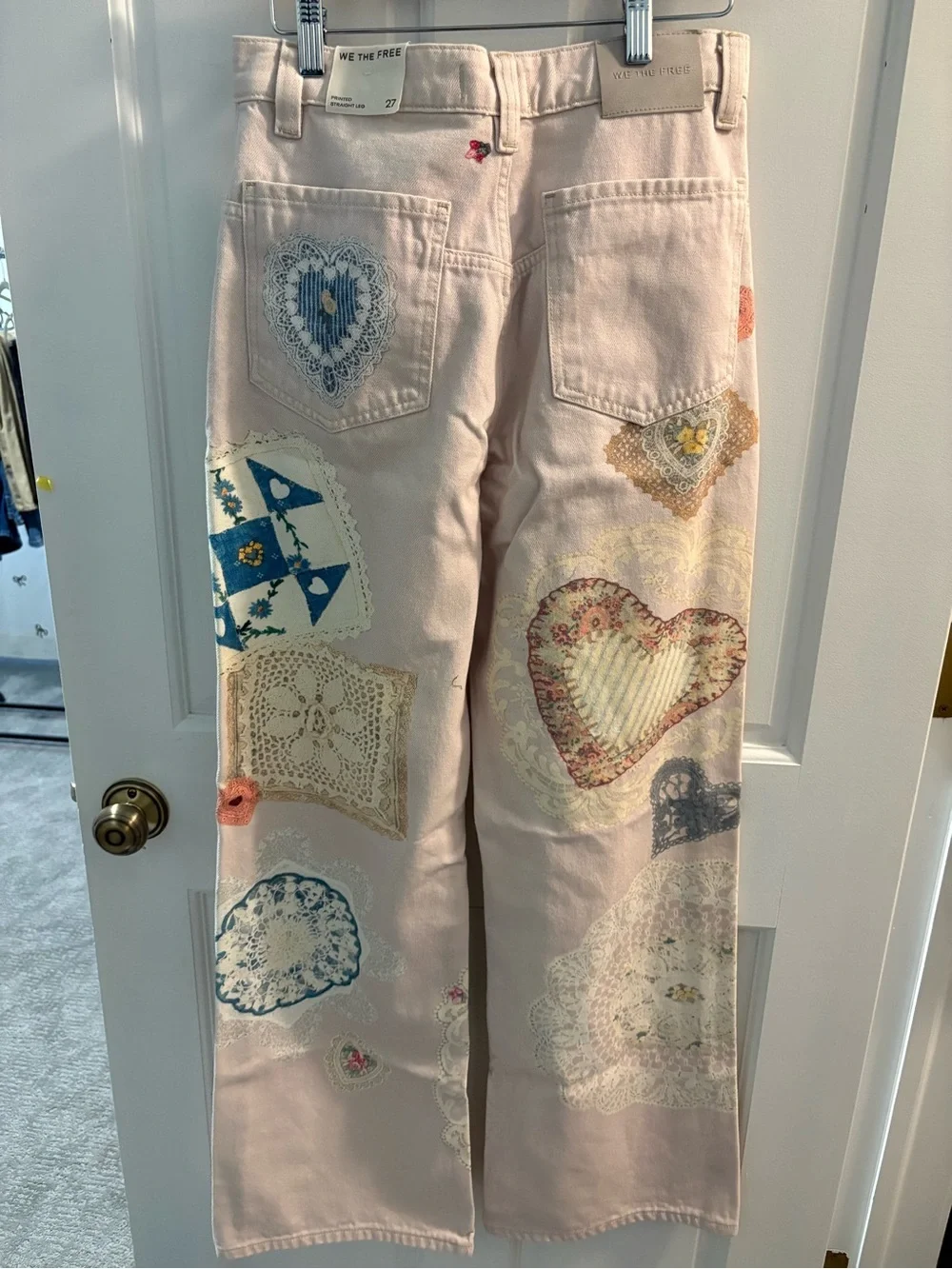 Free people printed straight leg jeans NWT